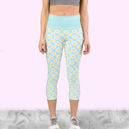 Leggings Capri Daisies retro íntimos sobre las leggatas de entren