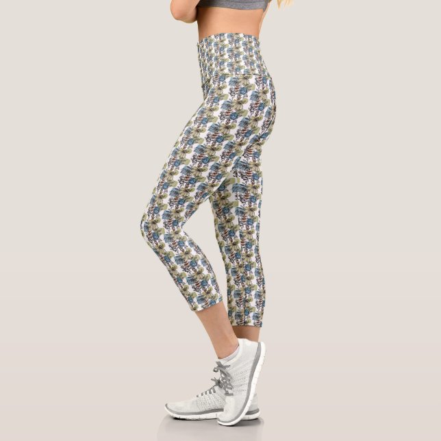 Leggings Capri Daisy Doodle En Tinta Y Acuarela (Izquierda)