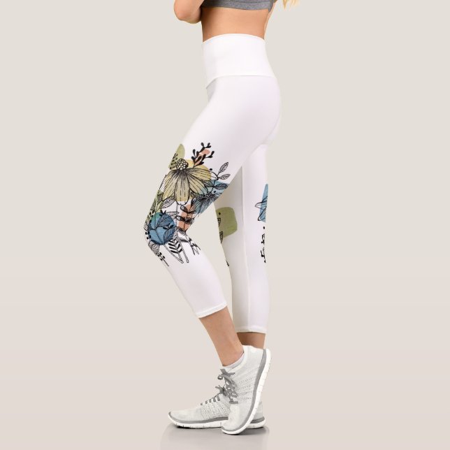 Leggings Capri Daisy Doodle En Tinta Y Acuarela (Izquierda)