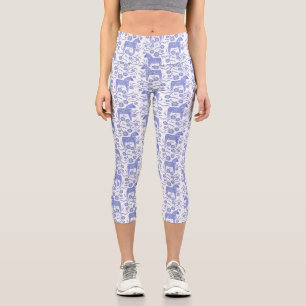 Leggings Capri Dala Horse Patrón sueco Índigo azul y blanco