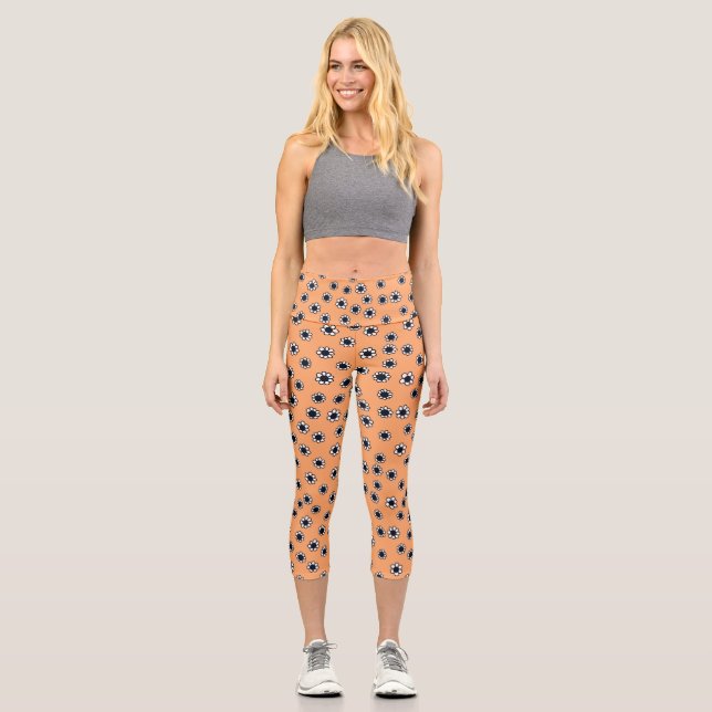 Leggings Capri Dalias de Halloween Góticas (Anverso)
