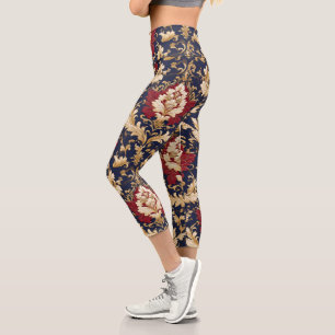 Leggings Capri Damasco Floral Art Nouveau Dorado