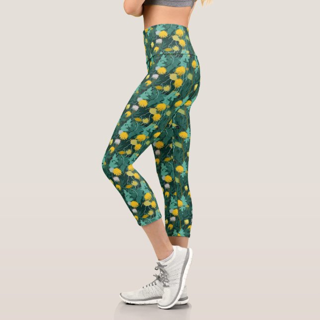 Leggings Capri Dandelions amarillo de verano (Izquierda)
