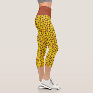 Leggings Capri de Cintura Alta de Girasoles