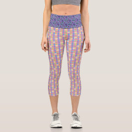 Leggings Capri de Cuadros con Estampado Mixto Past