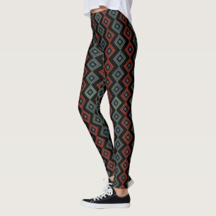 Leggings Capri de cuadros escoceses modernos rojos y azules