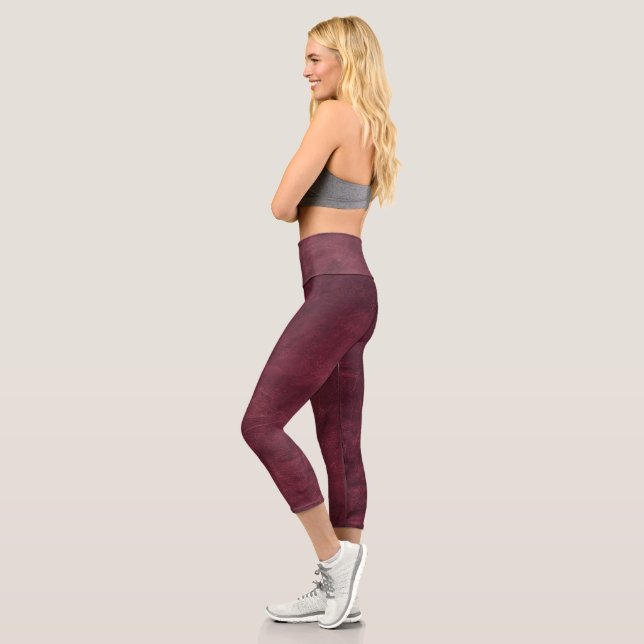 Leggings Capri de cuero diseño granate (Izquierda)