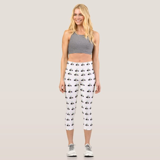 Leggings Capri de mujer Iris Blanco y Morado (Anverso)