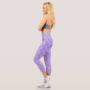 Leggings Capri de Patrón de Tigre Púrpura