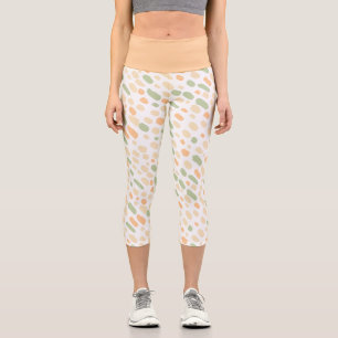 Leggings Capri de Patrón Orgánico Melocotón y Verd