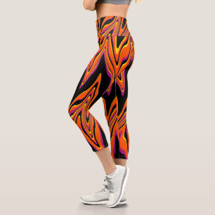 Leggings Capri Debilitado en negro, rosa, Naranja y amarillo