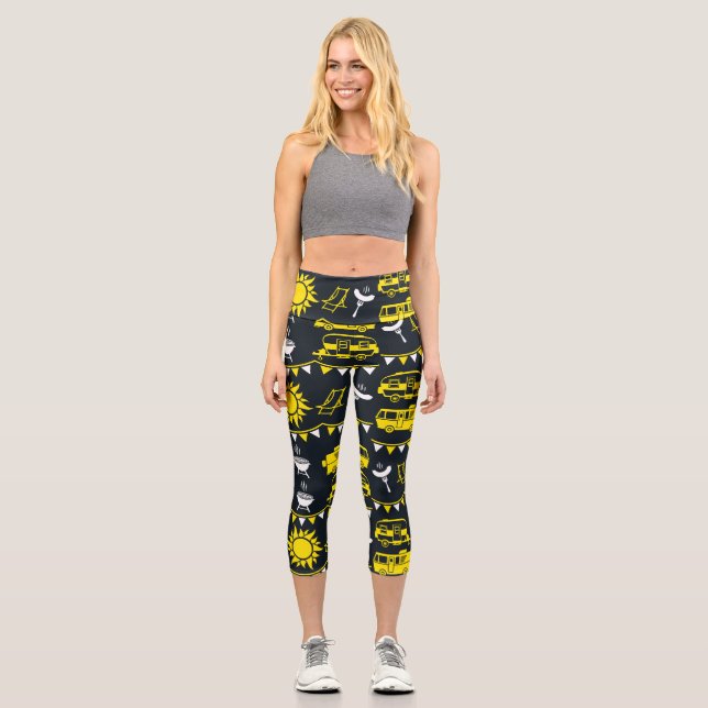 Leggings Capri Decoración de camping de caravana (Anverso)