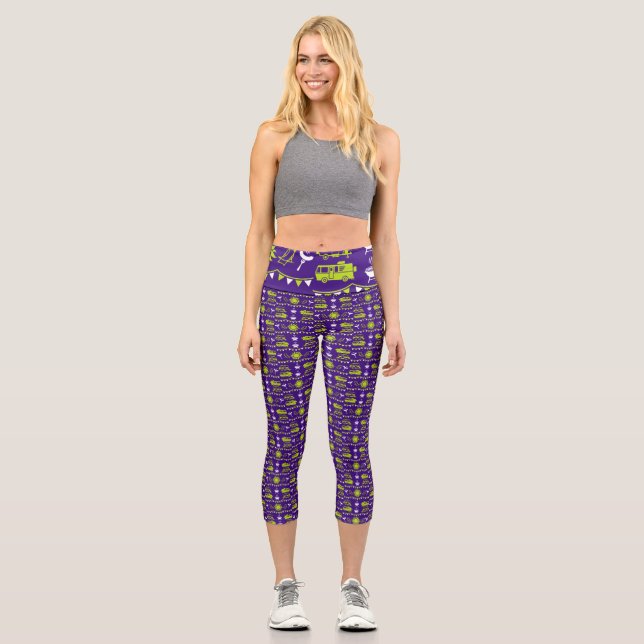 Leggings Capri Decoración de camping de caravana (Anverso)