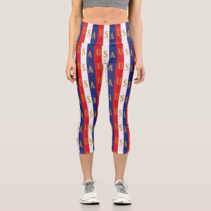 Leggings Capri Decoración de USA con Pinstripe