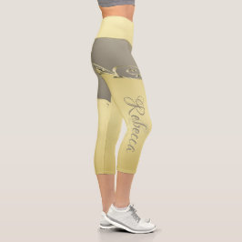 Leggings Capri Decoración metalizado de oro de lujo en oro y plat