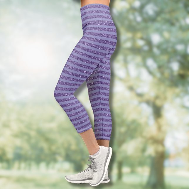 Leggings Capri Deep Amethyst Glitter Style Horizontal Stripes  (Subido por el creador)