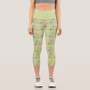 Leggings Capri Delicada huella de flores silvestres en acuarela s