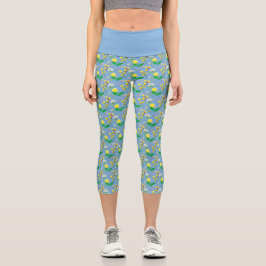 Leggings Capri Delicado estampado de flores silvestres en acuarel