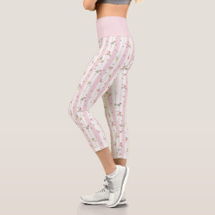 Leggings Capri Delicado Patrón Floral Piernas rosadas