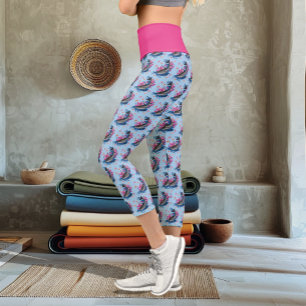 Leggings Capri Delphin Lotus Flores Flores Flores de cerezo