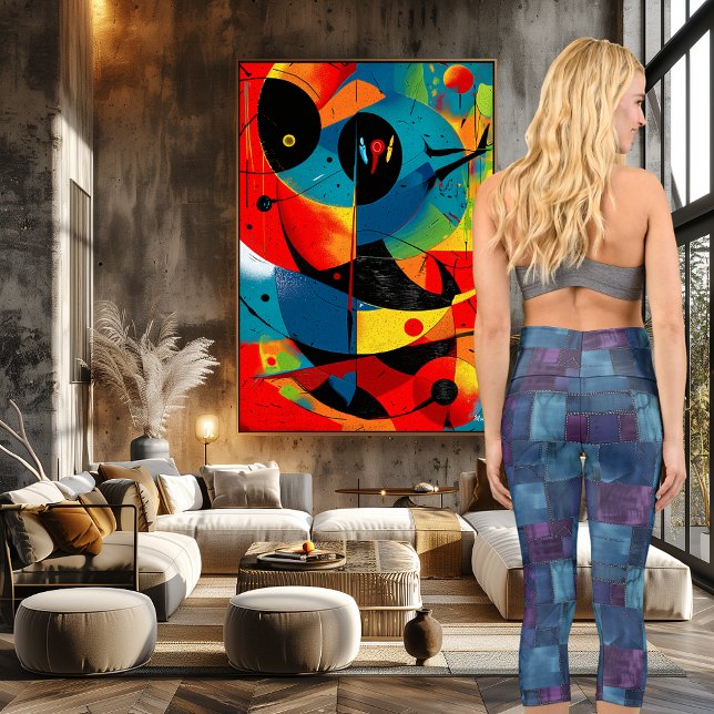 Leggings Capri Denim Patchwork, en azul y púrpura, texto personal (Subido por el creador)