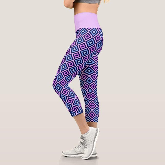 Leggings Capri Deportes de patrón de diamante azul violeta Lilac (Izquierda)