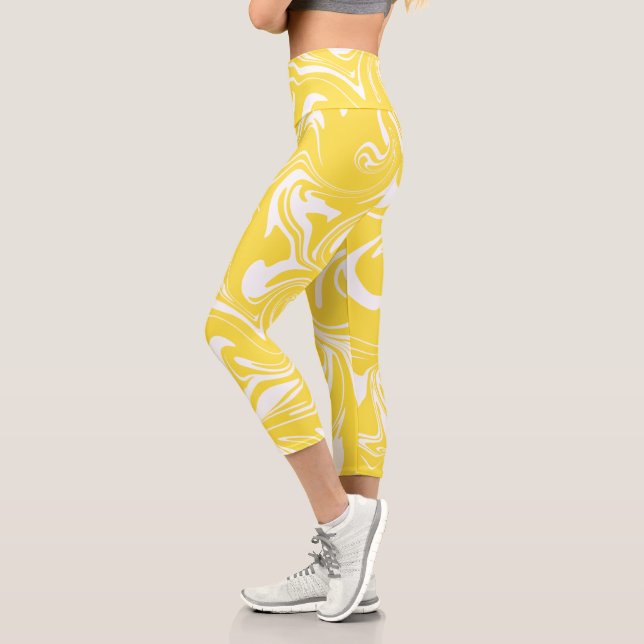 Leggings Capri Derrame - Amarillo limón y blanco (Izquierda)