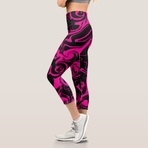Leggings Capri Derrame - Magenta y negro