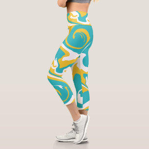Leggings Capri Derrame - Turquesa y Amarillo