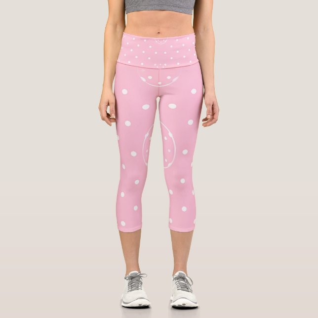Leggings Capri Desfile de Lunares Rosas (Anverso)