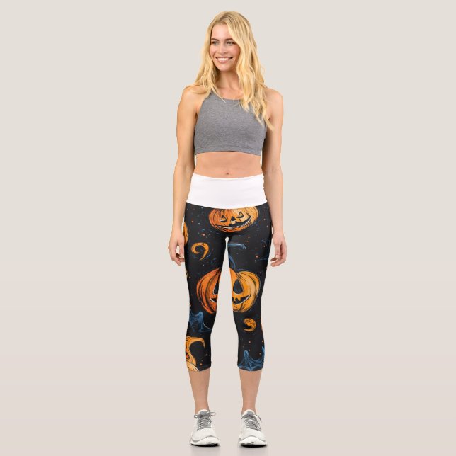 Leggings Capri Design fun citrouilles Halloween 🎃 ambiance festi (Anverso)
