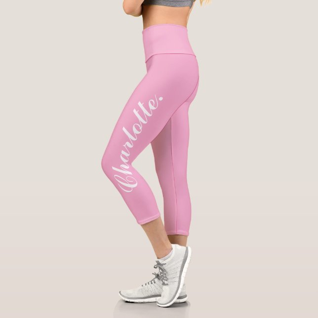 Leggings Capri Design Your Own Name on Stylish Light Pink (Izquierda)
