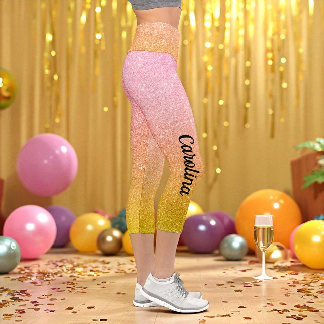 Leggings Capri Destello Ómbre Dorado Amarillo Rosa Brillante (Subido por el creador)