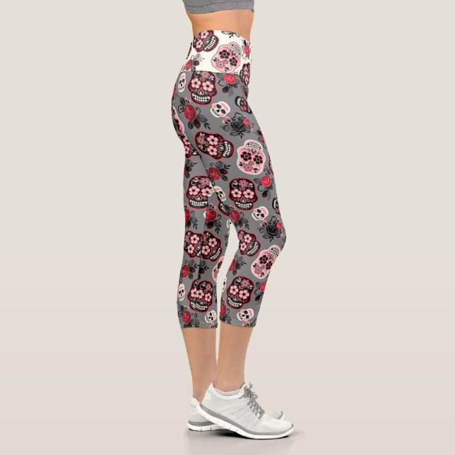 Leggings Capri Día de las Cránulas Azucareras Muertas (Derecha)