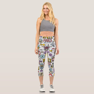 Leggings Capri Día de los Inocentes: Colorido Conjunto de Doodle.