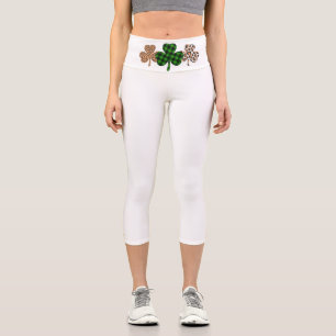 Leggings Capri Día de San Patricio Suerte Irlandés Verde Cuadros 