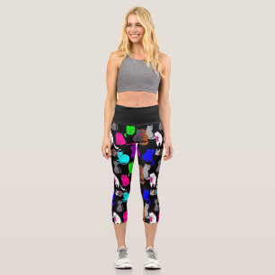 Leggings Capri día de San Valentín gatos coloridos