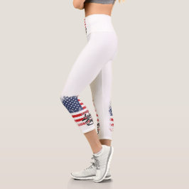 Leggings Capri Día del Trabajo con bandera