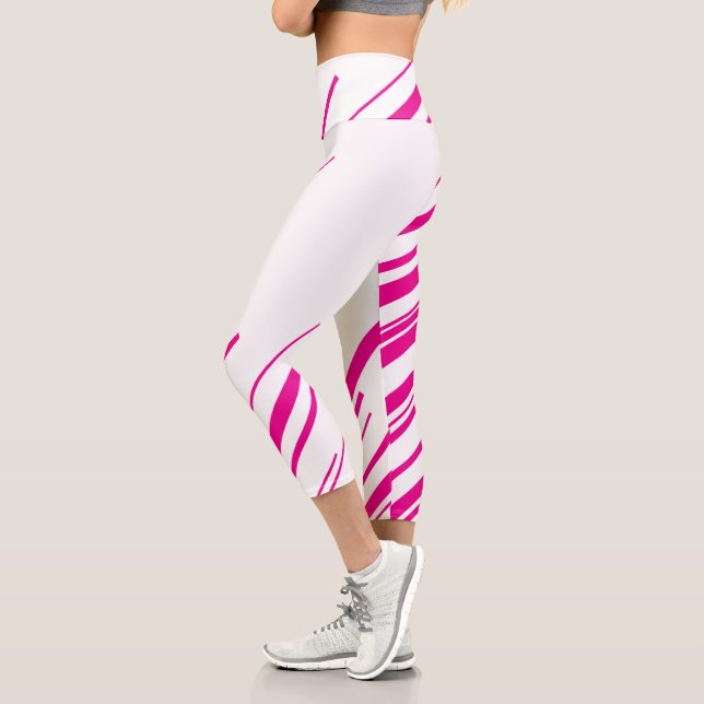 Leggings Capri Diagonales en magenta y blanco (Izquierda)