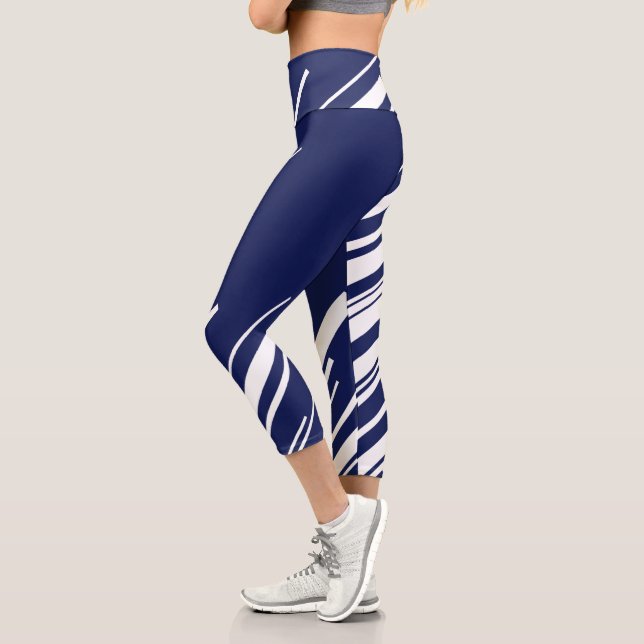 Leggings Capri Diagonarios - Azul y blanco (Izquierda)