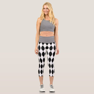 Leggings Capri Diamante de rombo negro blanco Arlequín