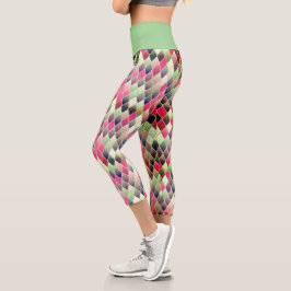 Leggings Capri Diamantes rosas y verdes
