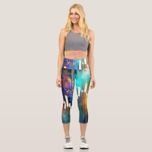 Leggings Capri Dibujo abstracto de una gráfica de candelabro colo