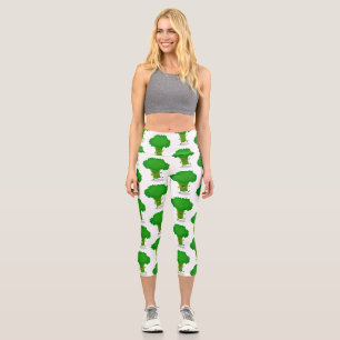 Leggings Capri Dibujo animado de brócoli bailarín kawaii lindo
