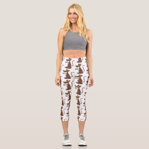 Leggings Capri Dibujo animado de rata marrón linda con pulgar hac