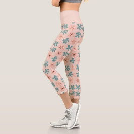 Leggings Capri Dibujo de flores florales rosadas lindas