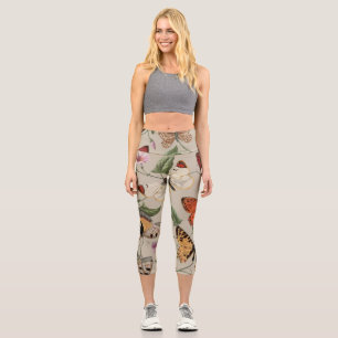 Leggings Capri Dibujo de la Colección de Mariposas y Polillas de 