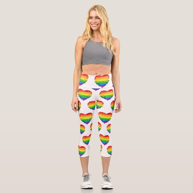 Leggings Capri Dibujo de la forma del corazón garabateado por el  (Anverso)