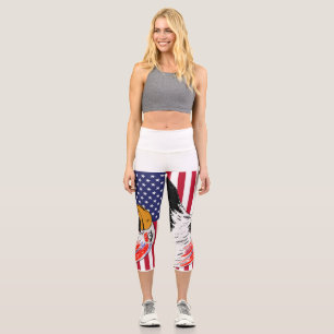 Leggings Capri Dibujo estadounidense de un águila