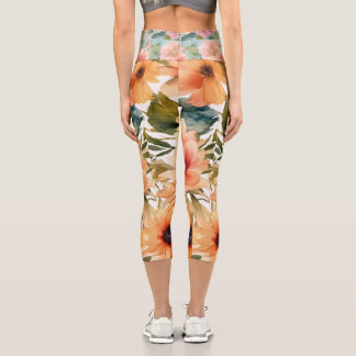 Leggings Capri dibujo floreciente vintage